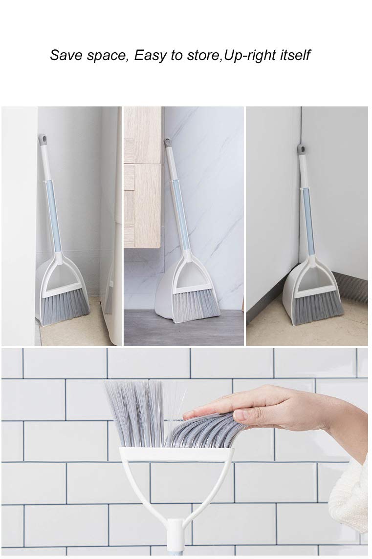 Qidiwin Mini Broom and Dustpan, Home Kitchen Sweeping for Kids(White+Gray) - Image 5